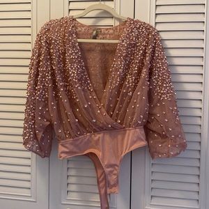 ASOS Pink Sequin Bodysuit